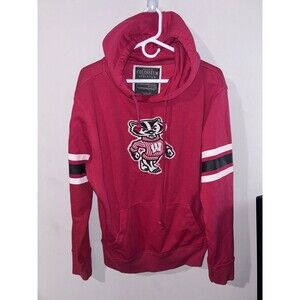 Wisconsin Badgers Colosseum Red Hooded Sweatshirt Size Medium Retro Bucky NCAA
